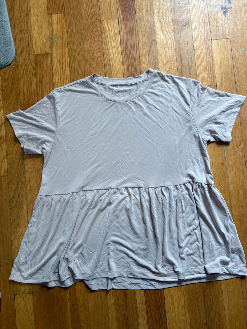 American Eagle Outfitters Light Taupe Peplum Short Sleeve Tee